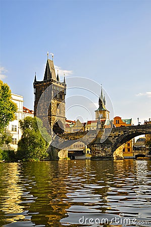 Charles Bridge Old Town Tower, Prague Stock Photo